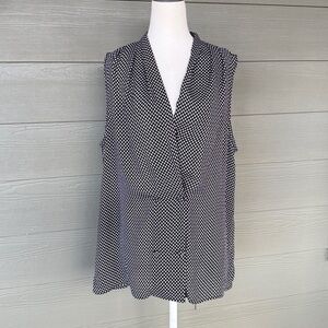 Who What Wear Black and White Polka Dot Blouse